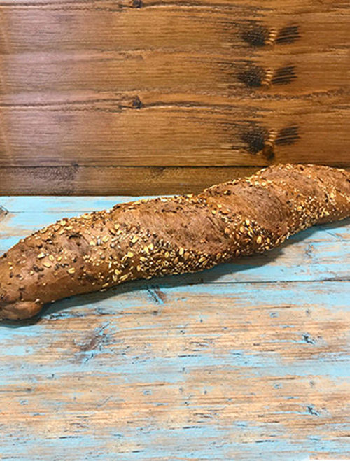 Afbeelding van Waldcorn stokbrood heel bruin meergranen krokantbrood met zaden, zonnebloempitten en soja heel